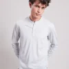 Clearance Hartford Henley Tee Shirt Light Gray