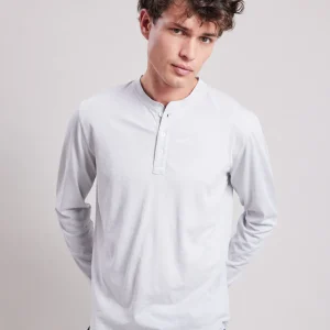 Clearance Hartford Henley Tee Shirt Light Gray