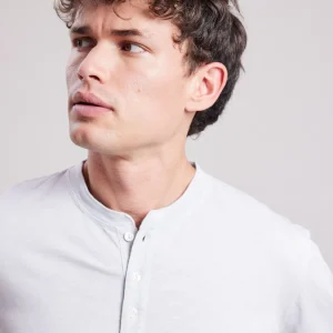 Clearance Hartford Henley Tee Shirt Light Gray