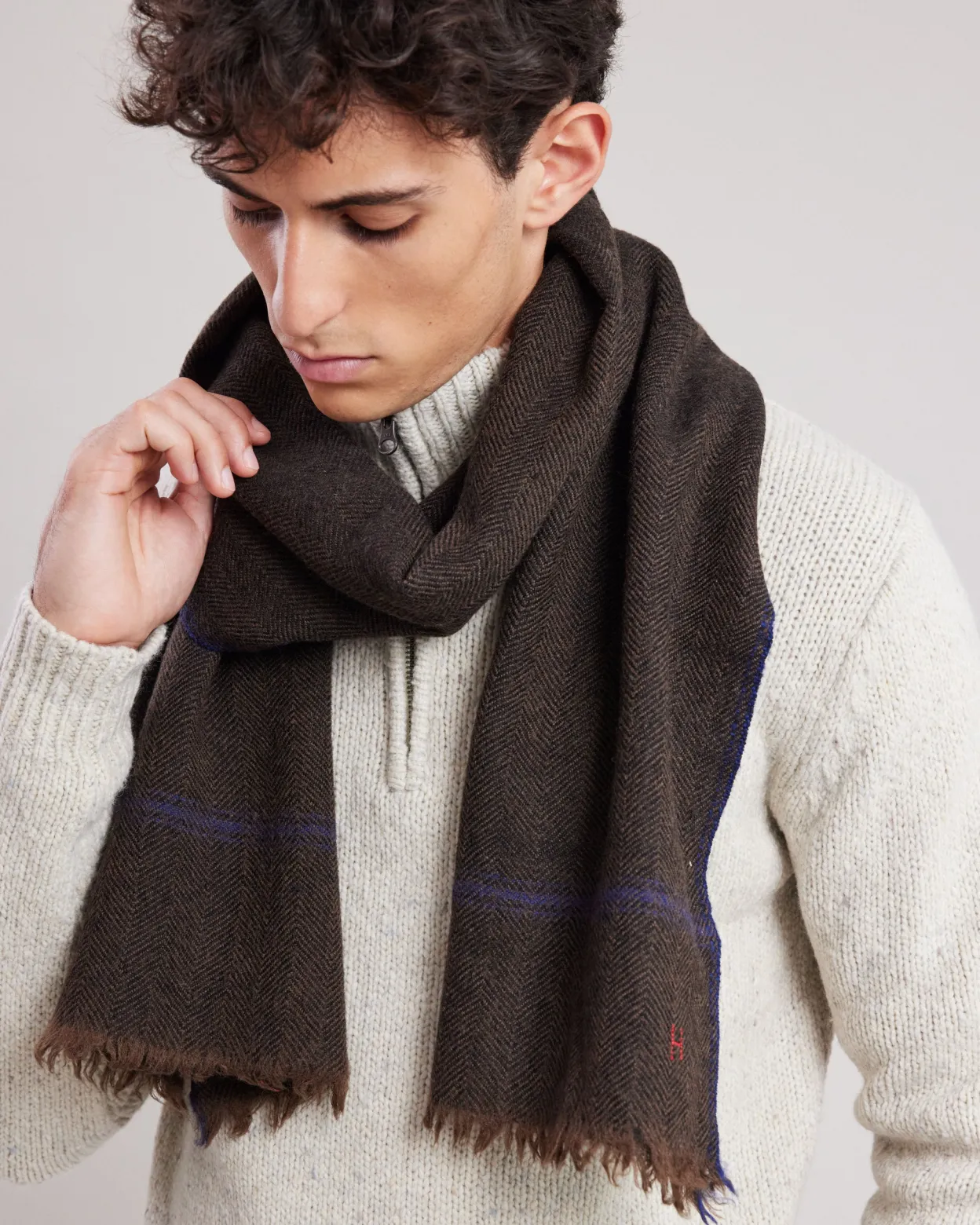 herringbone_scarf_1.webp Hot Hartford Herringbone Scarf Military Green