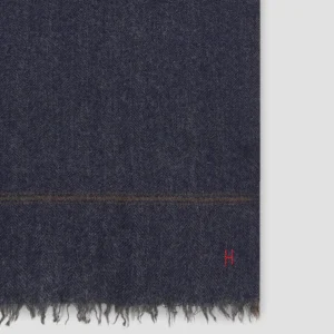 Online Hartford Herringbone Scarf Navy Blue