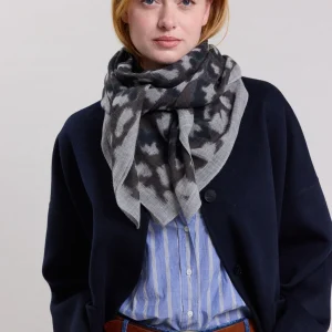 New Hartford Leopard Scarf Gray