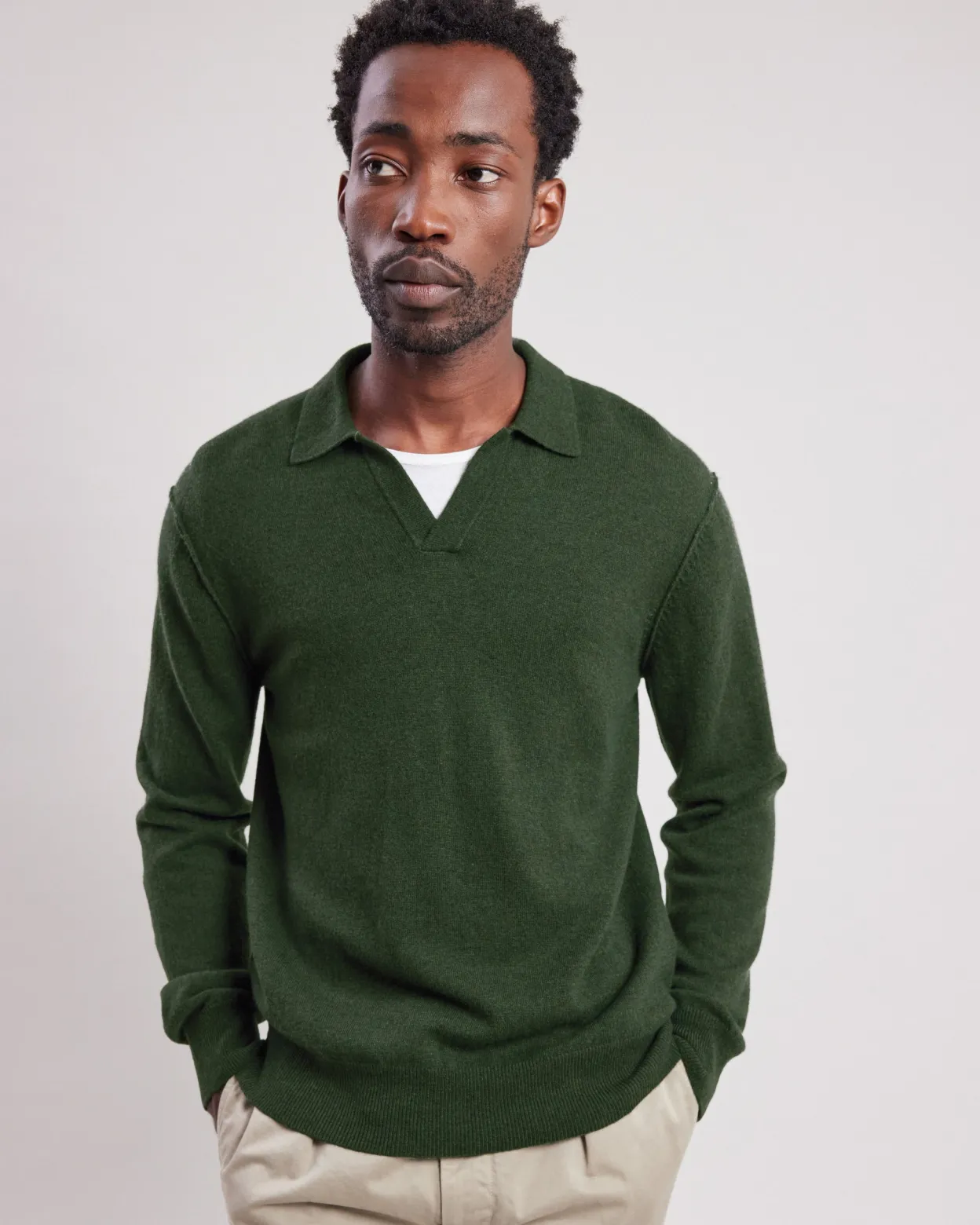 polo_collar_sweater_0.webp Shop Hartford Polo Collar Sweater Forest Green