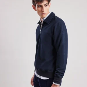Clearance Hartford Polo Zipper Sweatshirt Indigo