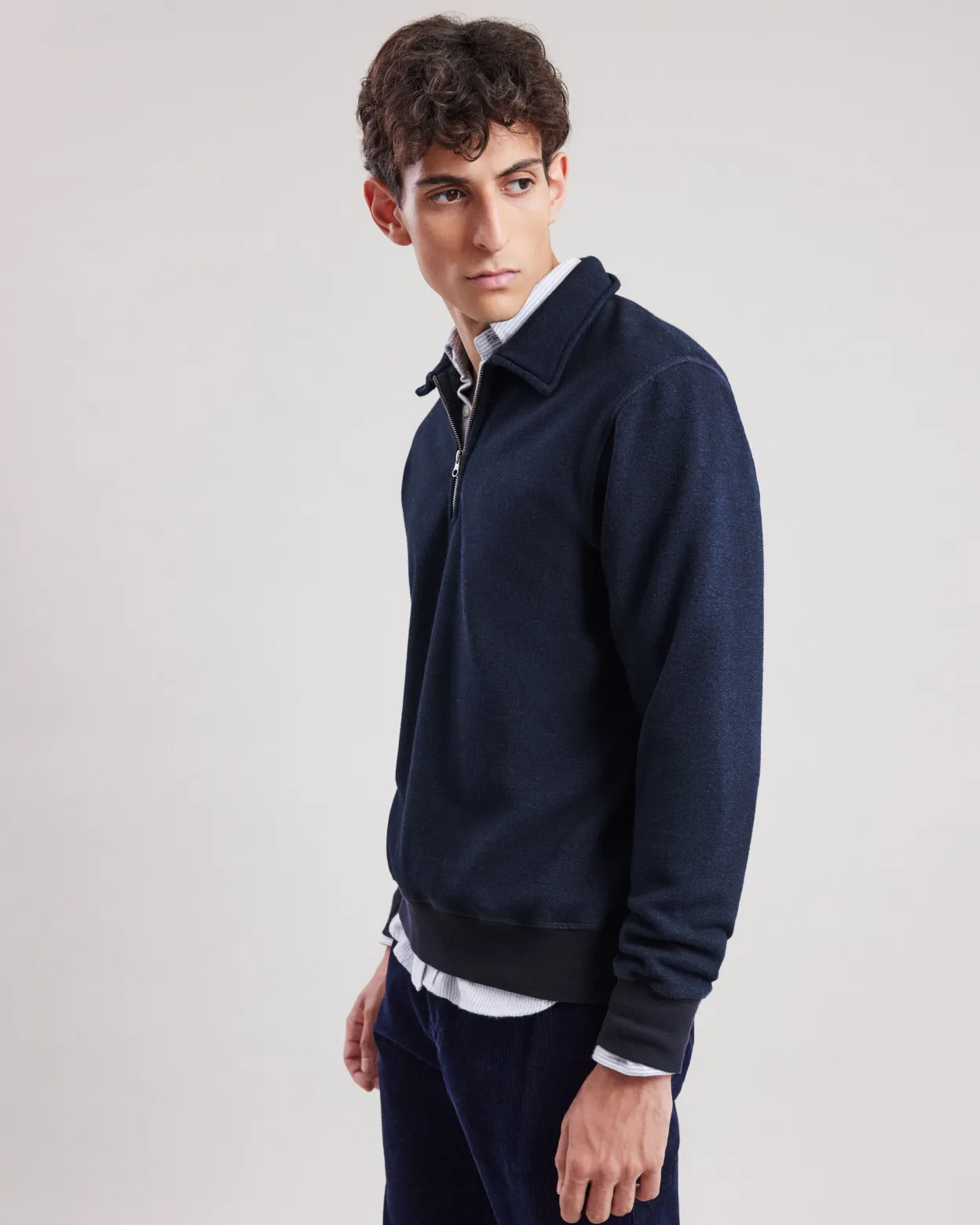 polo_zipper_sweatshirt_0.webp Clearance Hartford Polo Zipper Sweatshirt Indigo