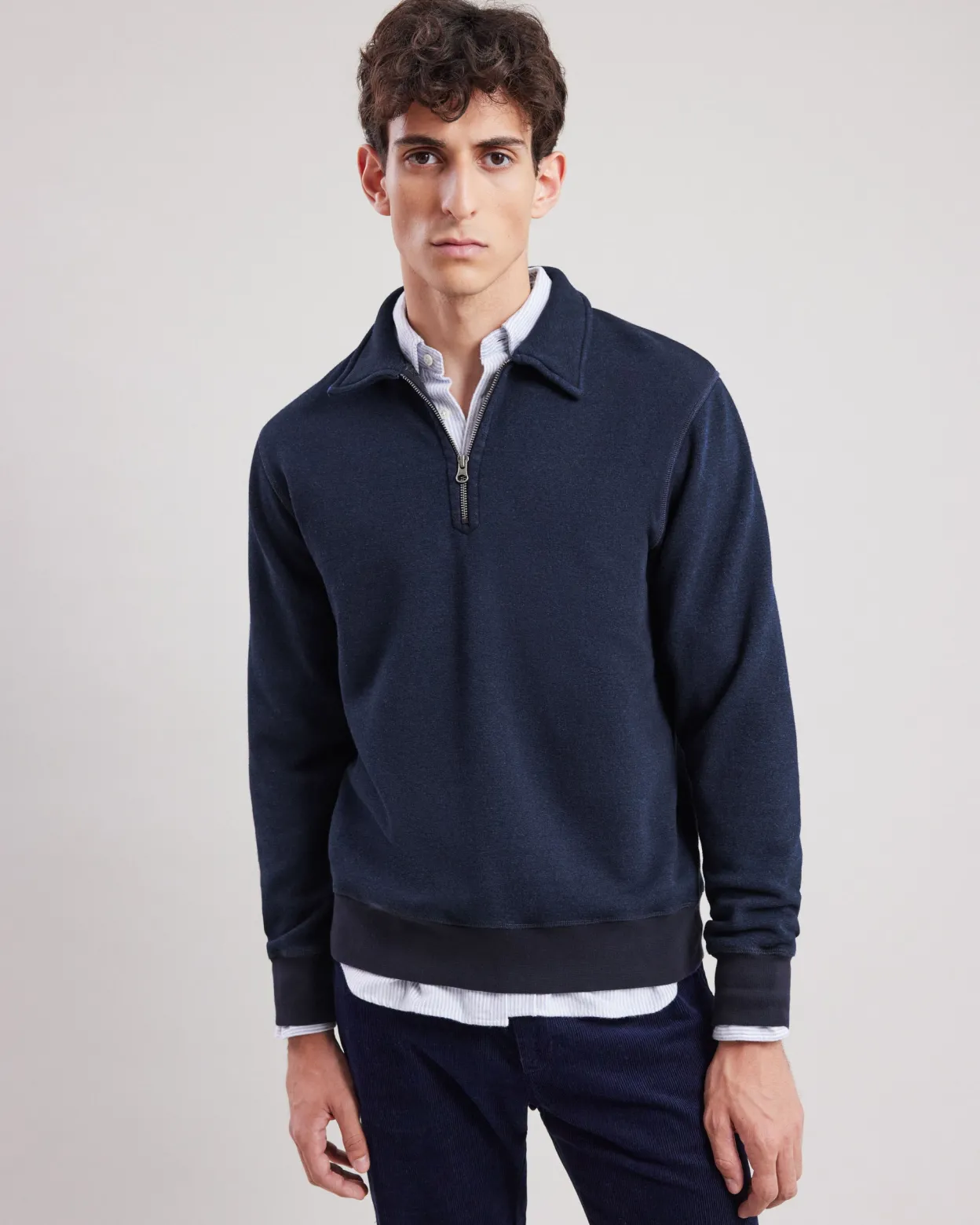 polo_zipper_sweatshirt_1.webp Clearance Hartford Polo Zipper Sweatshirt Indigo