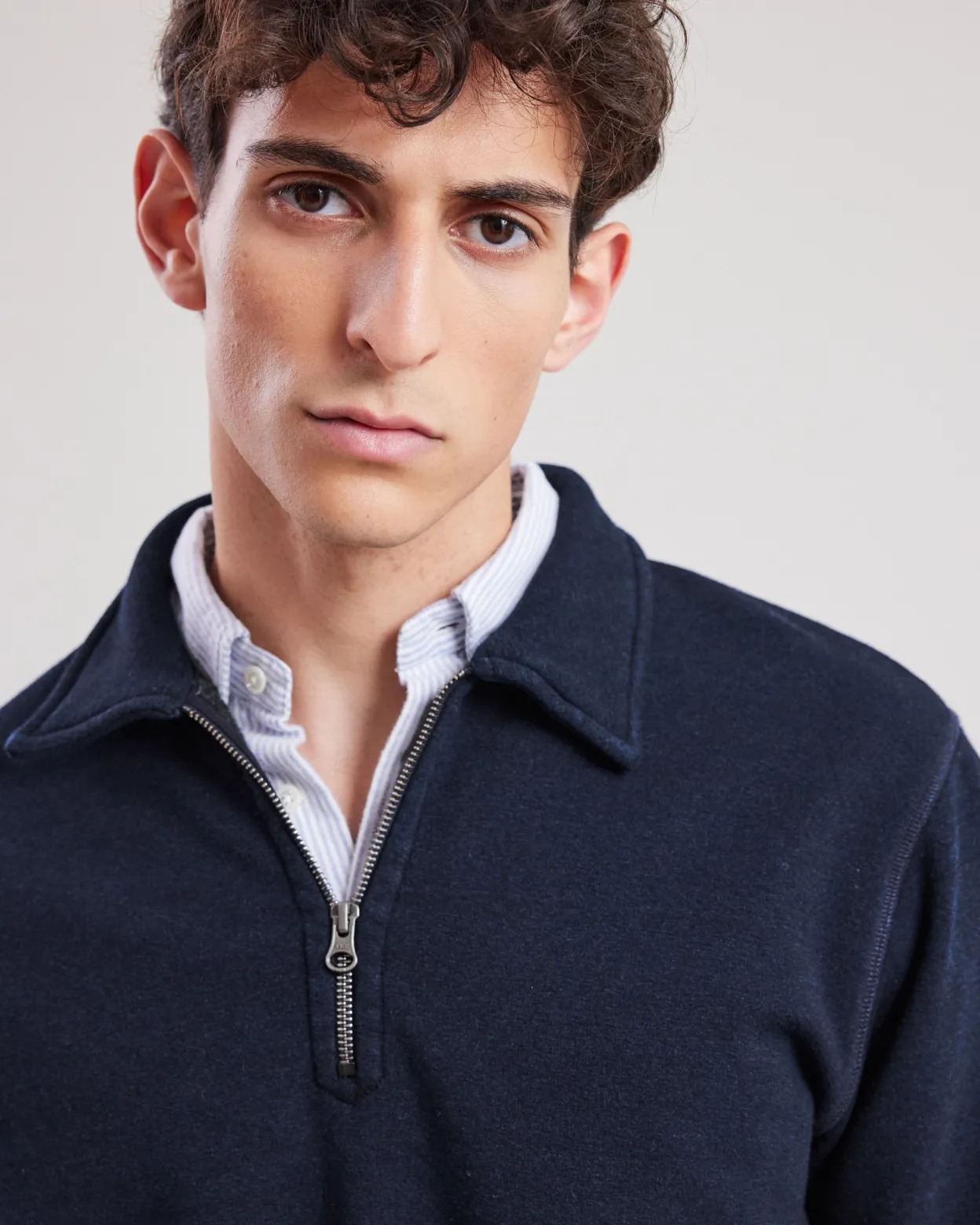 polo_zipper_sweatshirt_3.webp Clearance Hartford Polo Zipper Sweatshirt Indigo