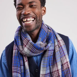 Outlet Hartford Tartan Scarf Blue