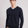 Hot Hartford Vee Sweater Navy Blue